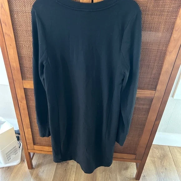 Athleta Coaster Luxe Sweatshirt Black Long Sleeve Dress Med Tall - Picture 6 of 7